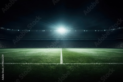 Football field stadium illuminated football.