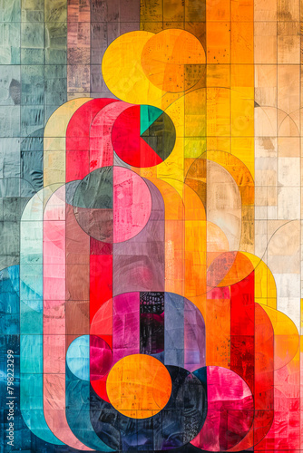 Abstract geometry of intersecting shapes and colors