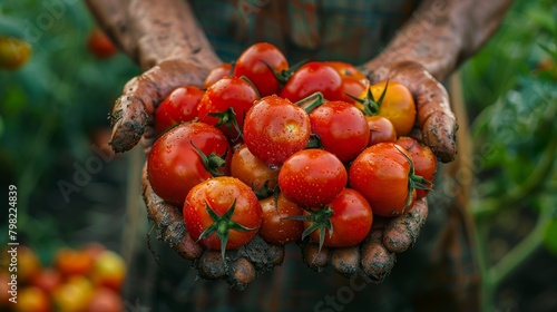 Person Holding Bunch of Tomatoes
