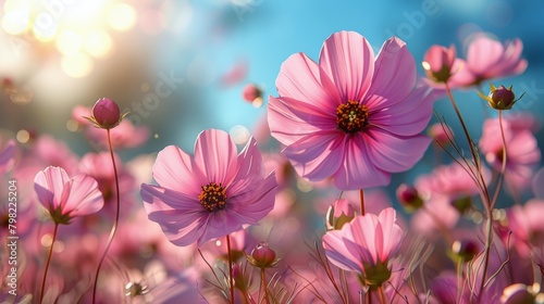 Pink Flowers Floating in the Air