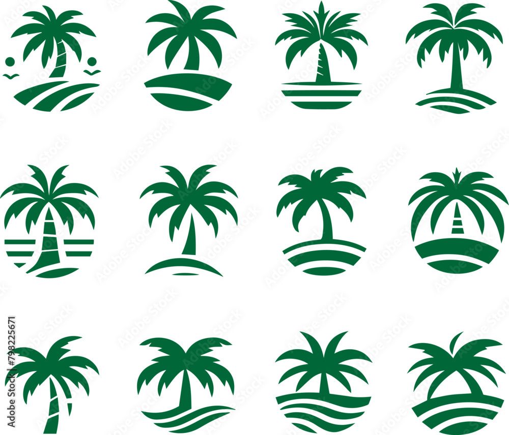 Palm tree logo icon set