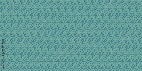 Seamless abstract pattern in sea color. Background with blue lines. Vector retro ornament of sea waves.