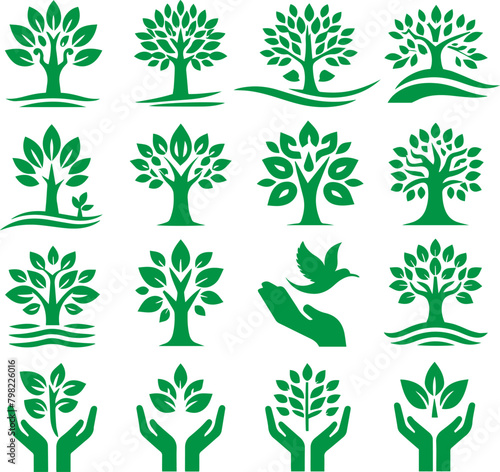 Tree logo icon set