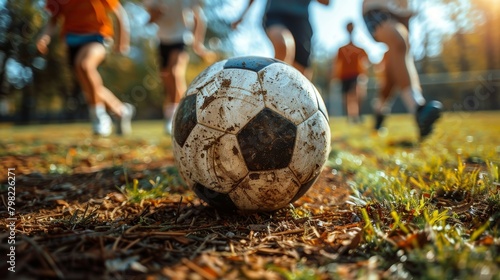 Soccer Ball on Field. Generative AI © jul_photolover