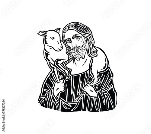 Jesus the Good Shepherd, art vector design
