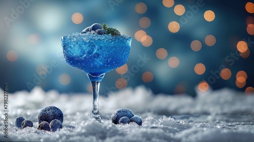 Refreshing Blue Cocktail on Table