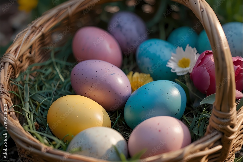 easter eggs in a basket easter eggs in a basket