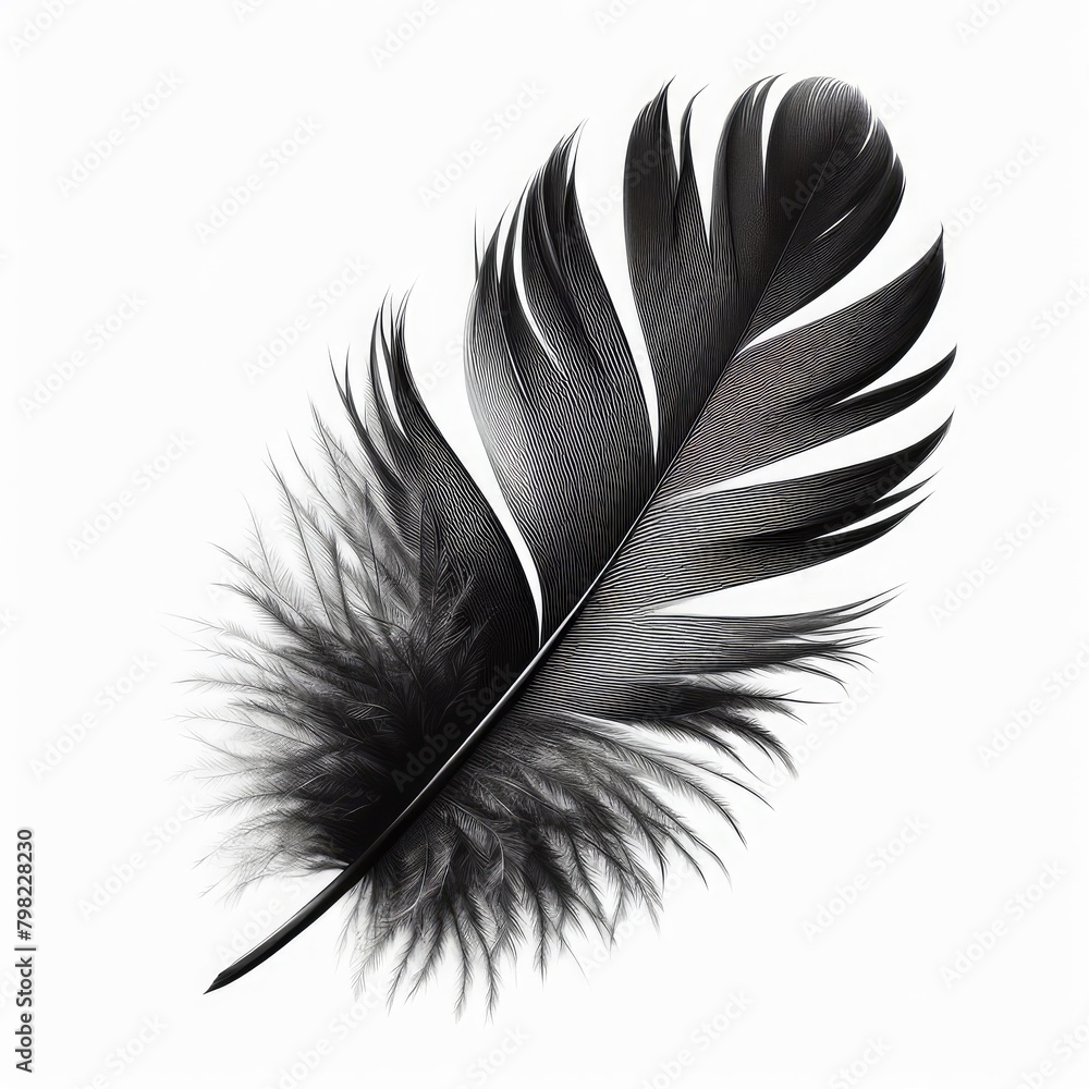 Obraz premium Black feather isolated on a white background