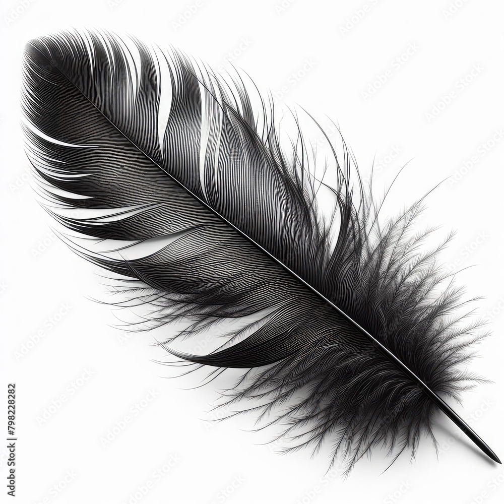 Black feather isolated on a white background Black feather isolated on a white background