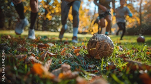 Soccer Ball Resting on Lush Green Field. Generative AI