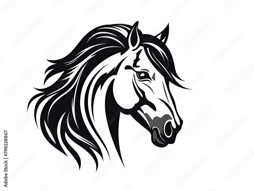 Logo horse designed in black white Logo horse designed in black white