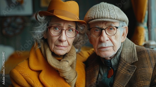 Older Man and Woman Wearing Hats and Scarves