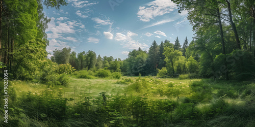 Grünes Wald Panorama im Sommer photo