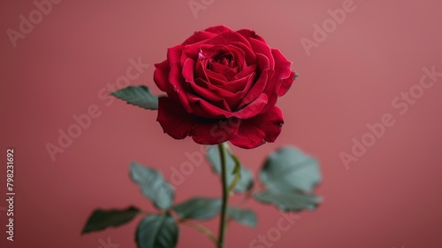 A Single Red Rose on a Pink Background