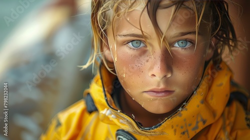 Close Up of a Young Boy With Blue Eyes