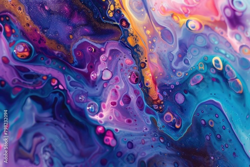 Abstract Underwater World Vivid Acrylic Paint Mixes in Cosmic Fluid Dance