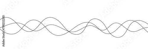 Thin line wavy background. Abstract black lines wave curve motion on white background vector Stock Vector