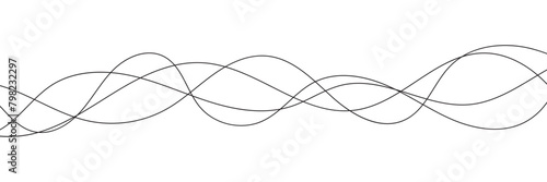 Thin line wavy background. Abstract black lines wave curve motion on white background vector Stock Vector