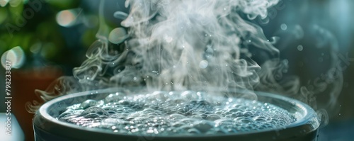 Close-up of a humidifier being cleaned to prevent the growth of Aspergillus fumigatus, emphasizing the importance of clean indoor air photo