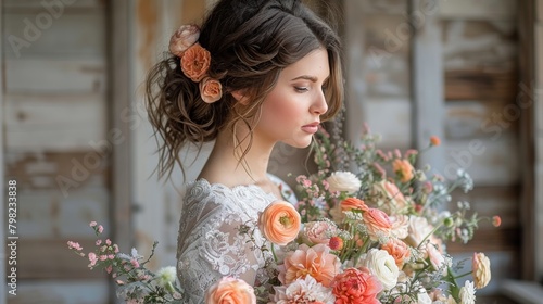 Young Woman Standing in Field of Flowers