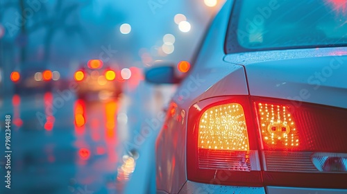 Wallpaper Mural Enigmatic orange car backlight in dense fog creates dramatic mystery and intrigue Torontodigital.ca