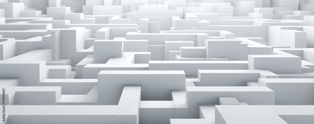 A 3D rendering of white maze signifies challenge, solution finding, and complexity in problem-solving A 3D rendering of white maze signifies challenge, solution finding, and complexity in problem-solving