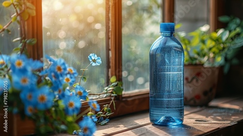Bottle of Water on Window Sill