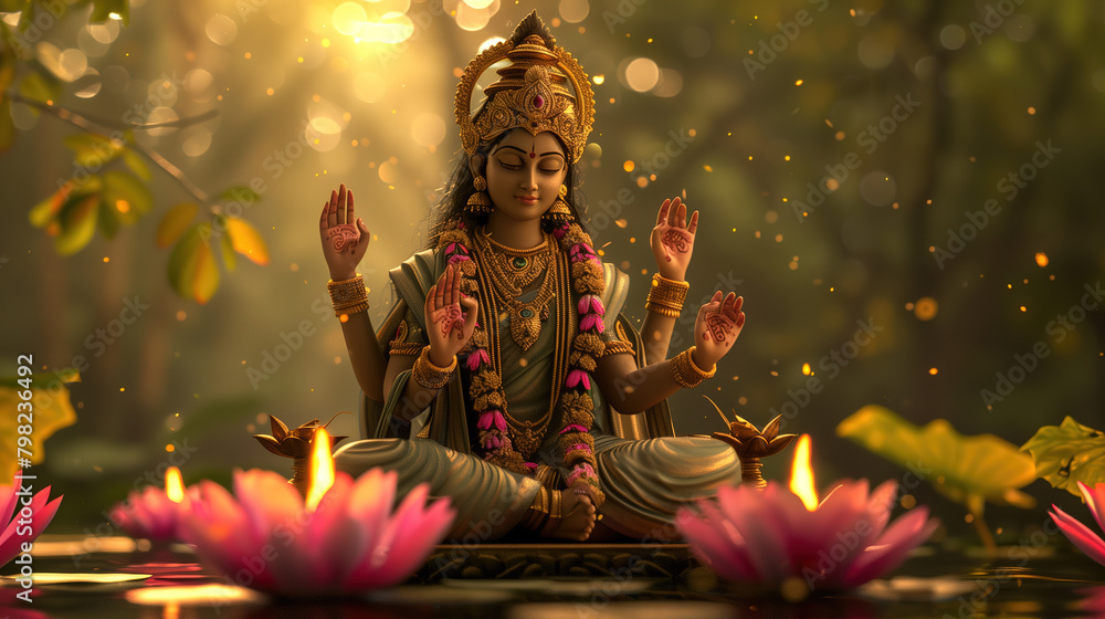 Goddess Lakshmi, worshipped for abundance and fortune