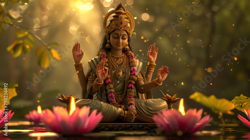 Goddess Lakshmi  worshipped for abundance and fortune