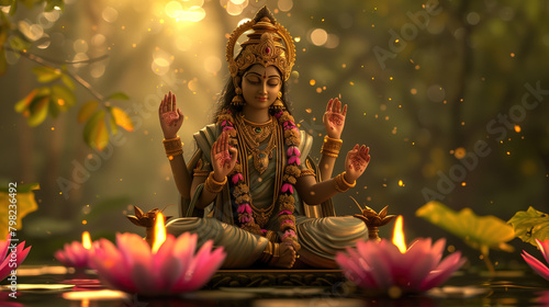 Goddess Lakshmi, worshipped for abundance and fortune