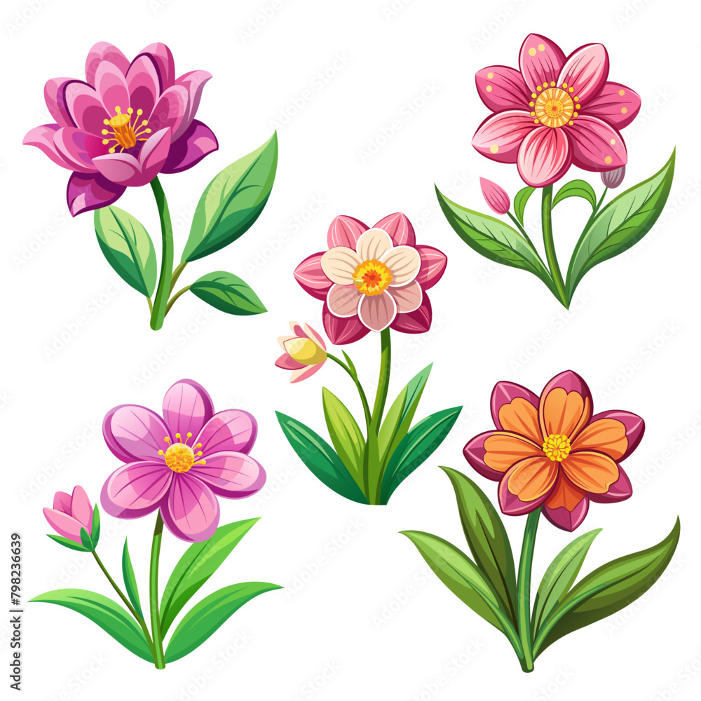 Set of abstract spring flower for card decor vector illustration Set of abstract spring flower for card decor vector illustration