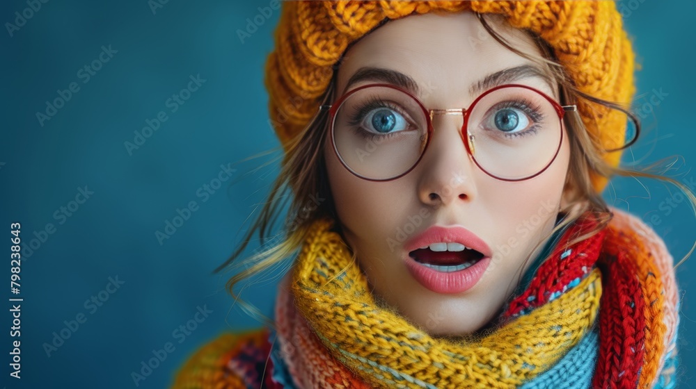 Woman Wearing Glasses Making a Surprised Face Woman Wearing Glasses Making a Surprised Face