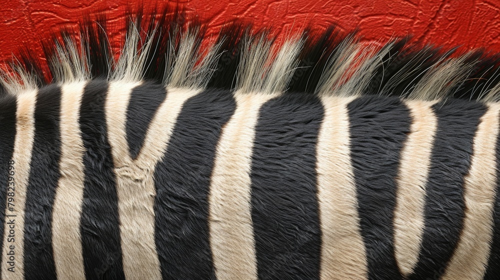 Naklejka premium Zebra Head Against Red Wall