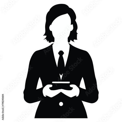 Businesswomen icon. Businesswomen in a suit, isolated vector silhouette