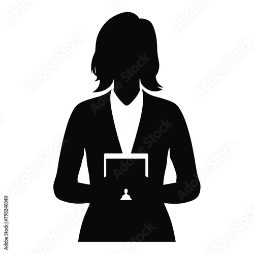 Businesswomen icon. Businesswomen in a suit, isolated vector silhouette