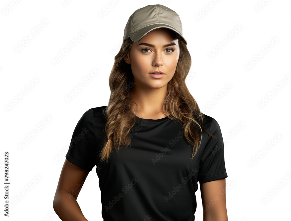 portrait of young woman in casual style and cap portrait of young woman in casual style and cap