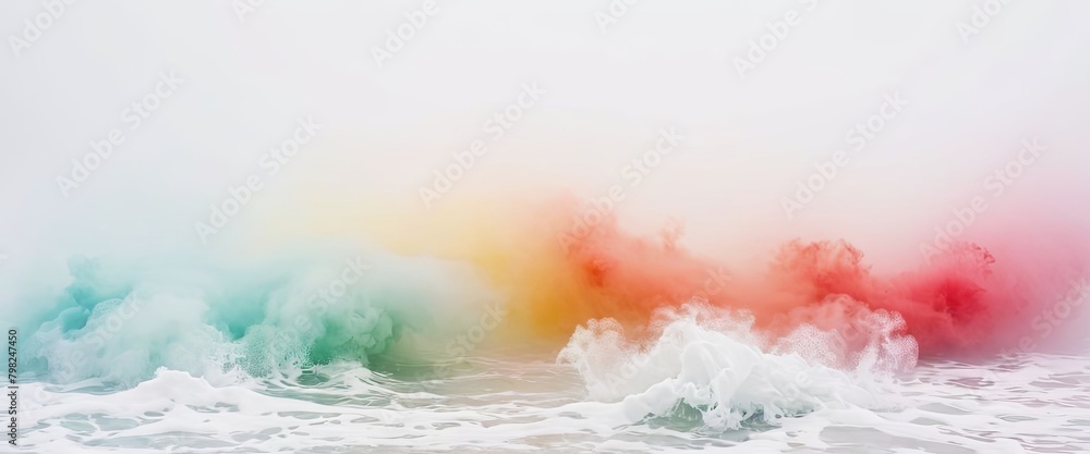 Colorful smokes forming dynamic waves in air, positivity and happy abstract banner mockup