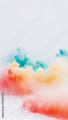 Colored smoke fog waves in white background, dynamic and positive atmosphere