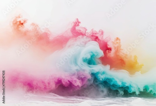 Colorful abstract cloud of colored smoke floating in air, exuding positivity and dynamism
