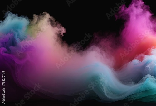 Vibrant Clouds of Colorful Smoke on Black Background