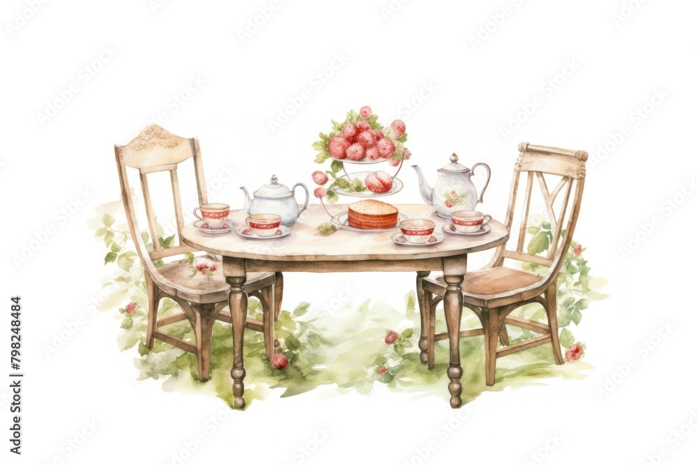 Obraz premium Table furniture porcelain teapot.