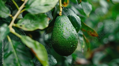 avocado close up on tree. selective focus