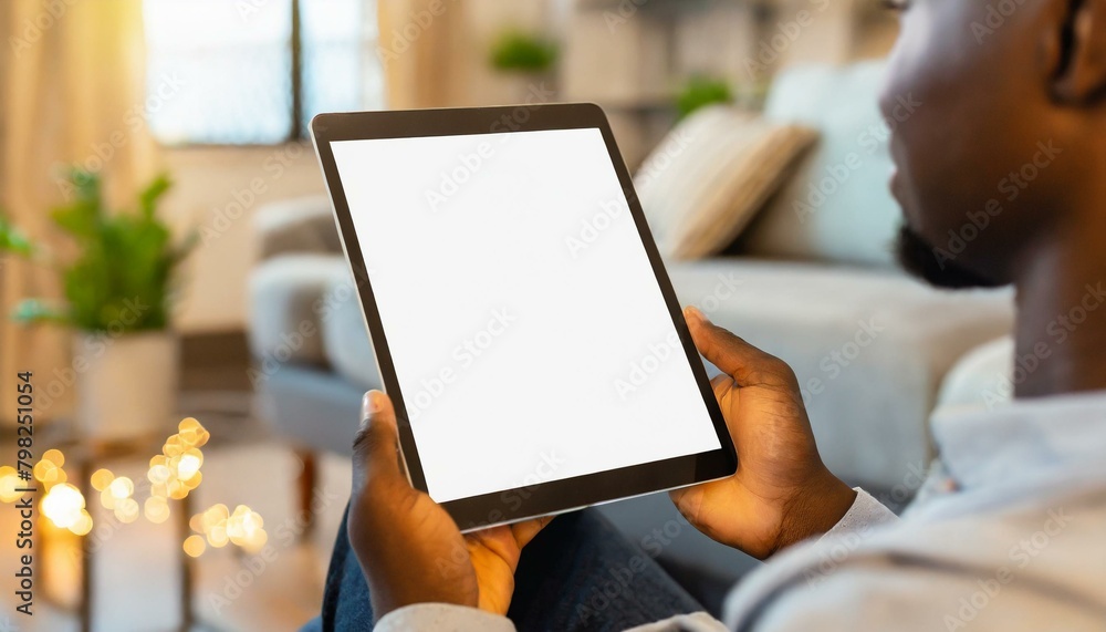 Tablet held by Man in a Living Room - Mockup for Application or Web Design - Template for Presentation of Graphic Design - Corporate Representation at Consumers Tablet held by Man in a Living Room - Mockup for Application or Web Design - Template for Presentation of Graphic Design - Corporate Representation at Consumers