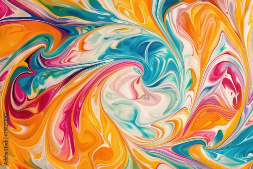 Vivid swirls of vibrant hues dancing across an ebru-inspired canvas