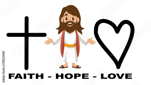 christian faith hope love symbol set on white background for tattoo icon decoration object element. vector and illustration