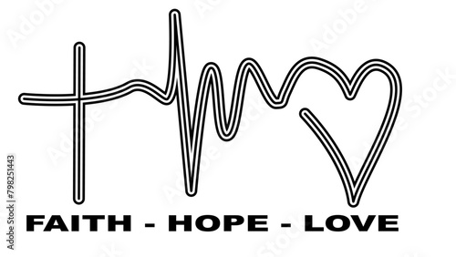 christian faith hope love symbol set on white background for tattoo icon decoration object element. vector and illustration