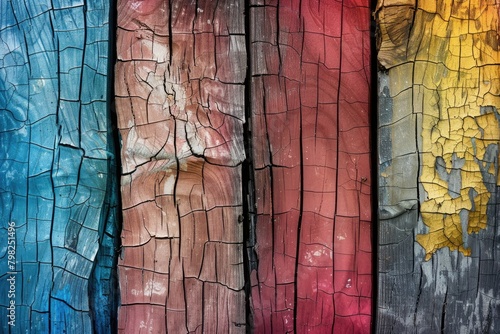 Colorful Cracked Wood Texture Background