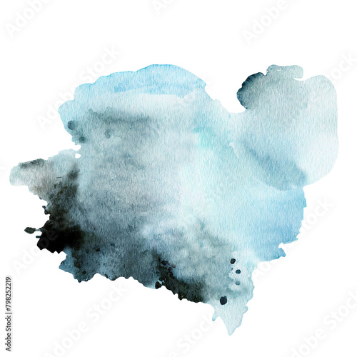 Abstract watercolor splatter, blot, stain, artistic, isolated on white background