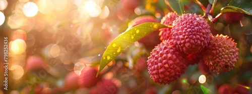 lychees close-up on the tree. selective focus