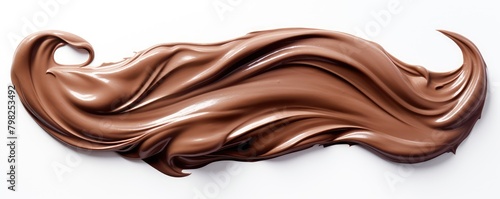Smooth wave of melted chocolate on white